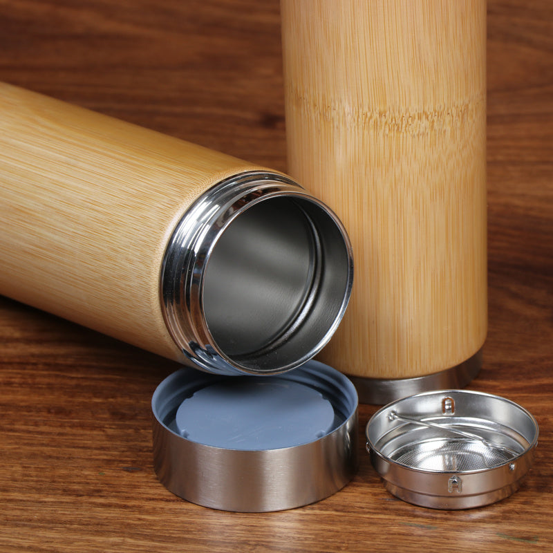 Tasse isotherme bambou & inox – Infuseur intégré