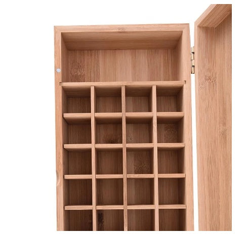 Boîte en bambou pour huiles essentielles – 26 compartiments